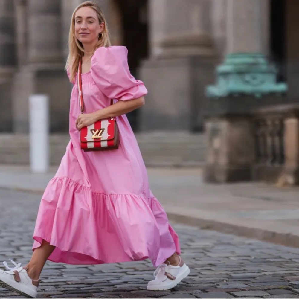 H&M Pink Puff Sleeve Maxi L